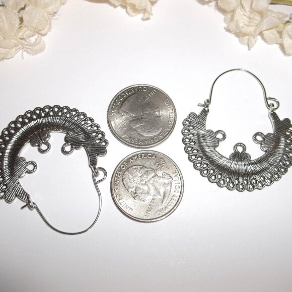 Silver Boho Hoop Earring Bohemian Style Woman Girl Fashion Jewelry Set Pair D161 - Picture 4 of 5